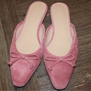 LOFT Blush Suede Mules with Bow